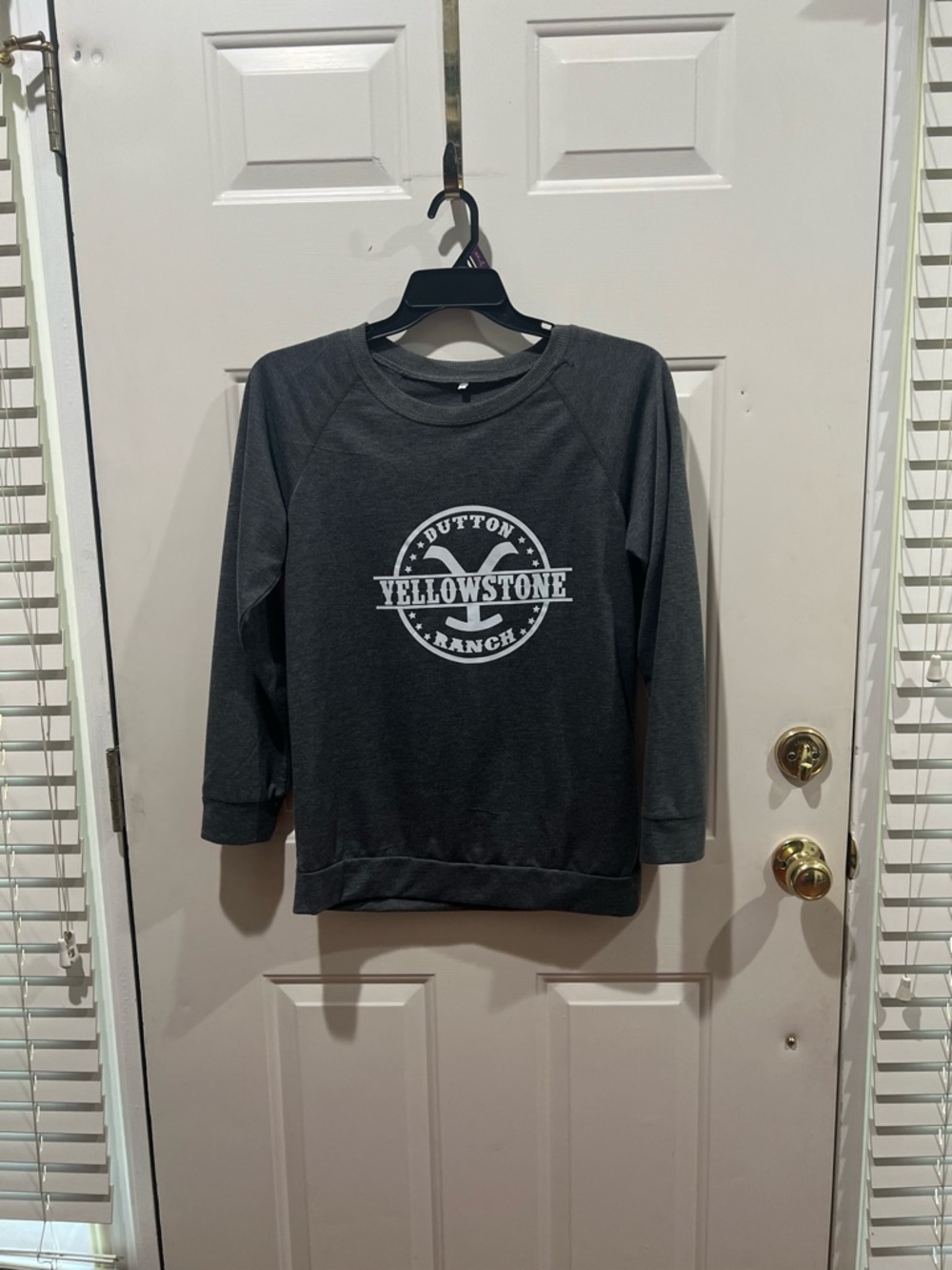 Logo Crewneck Long SleeveShirt- Dark Gray Yellowstone Graphic Dutton Ranch
